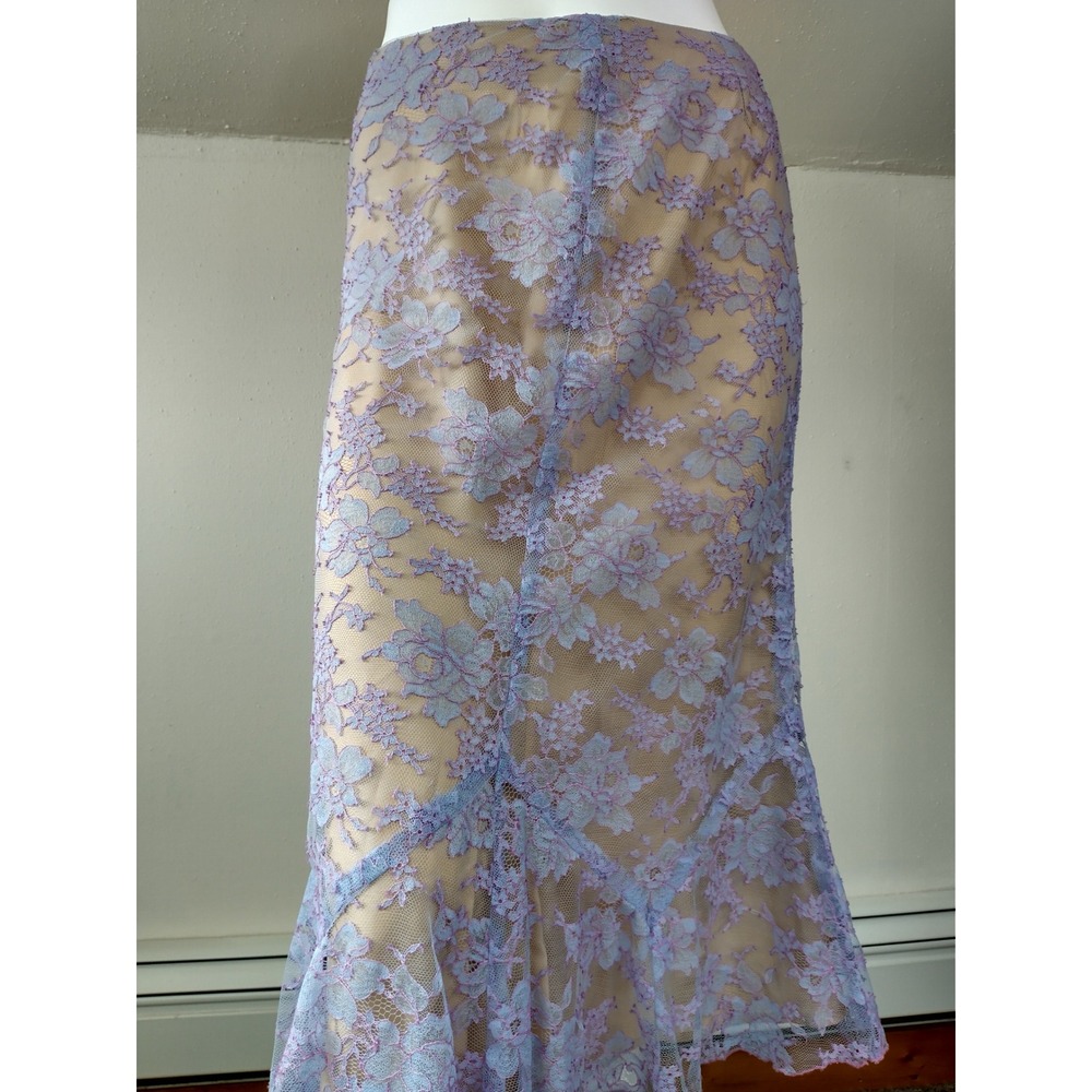 Soft Girl Fairycore Romantic Floral Lavender Lace Midi Skirt Size 6 Balletcore